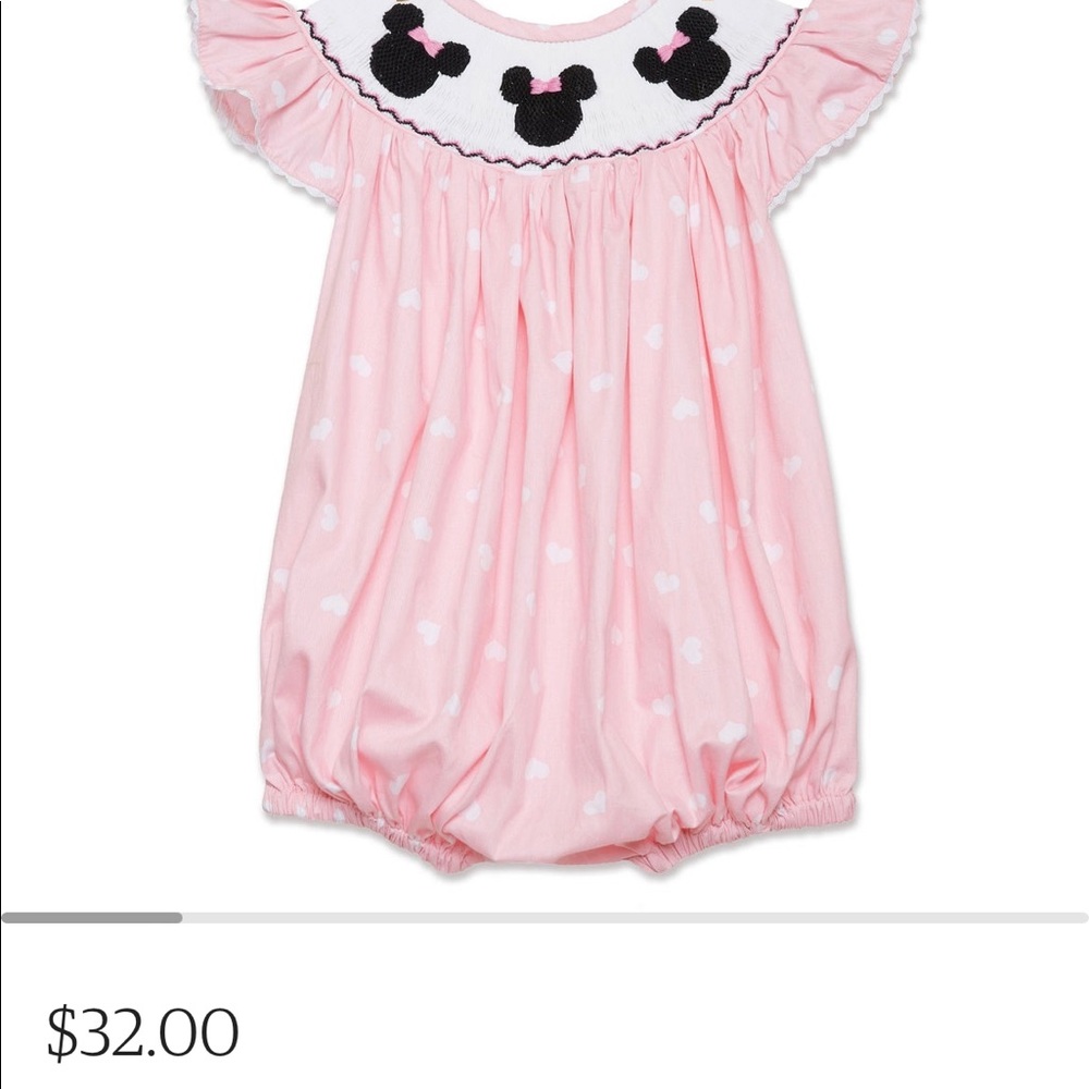 Minnie Mouse heart smocked romper with mouse ears!